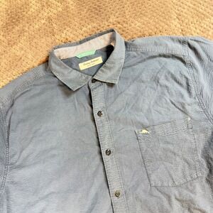 Tommy Bahama Nova Wave Mens XL Blue Short Sleeve Button Down Textured Shirt